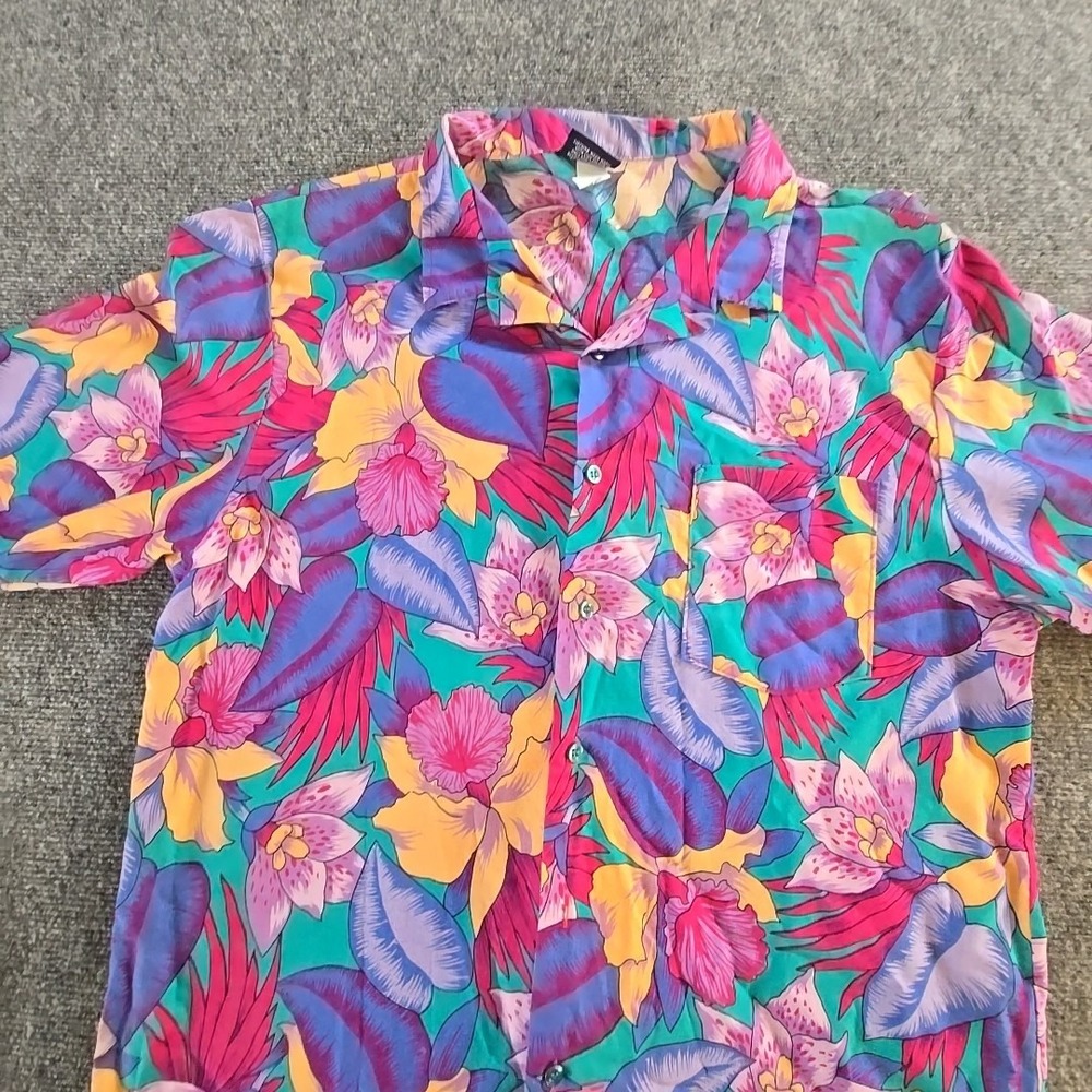 Vintage Wrangler Shirt Mens Large Multi Color Floral All Over Print USA Made - Picture 6 of 9